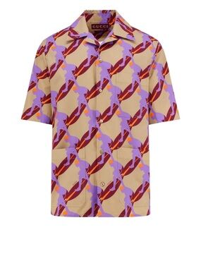 Gucci "twisted print"
Poplin bowling shirt size 46/ small made in Italy